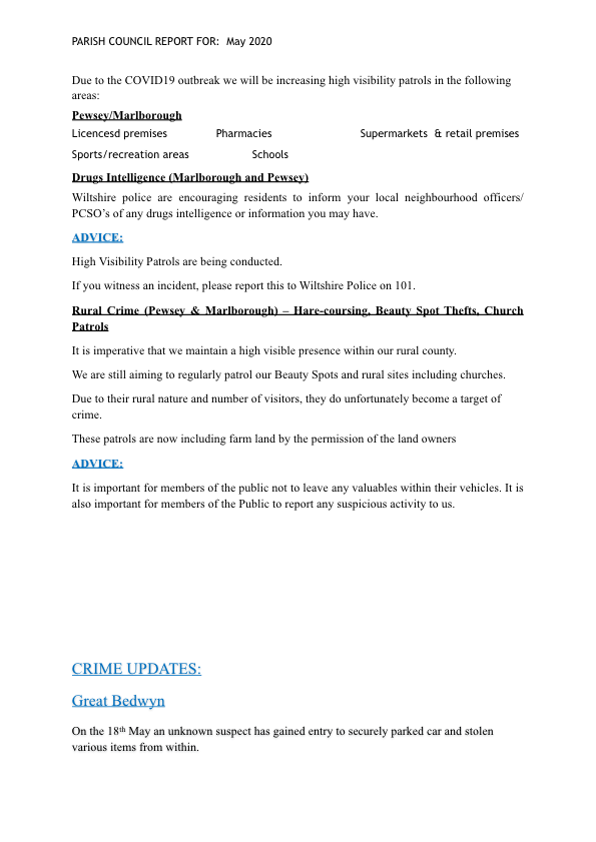 Police report 5 May 2020